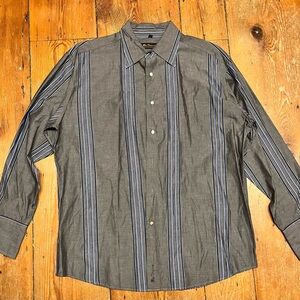 Ben Sherman Charcoal Long Sleeve Shirt with Blue Stripes